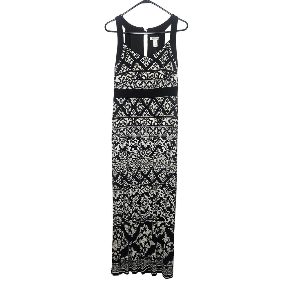 White House Black Market Damask Floral Geometric Mixed Print Maxi‎ Dress Small